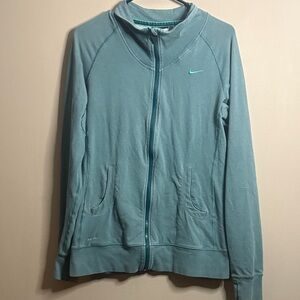 Nike Grey/ Teal Full-Zip Hoodie Large